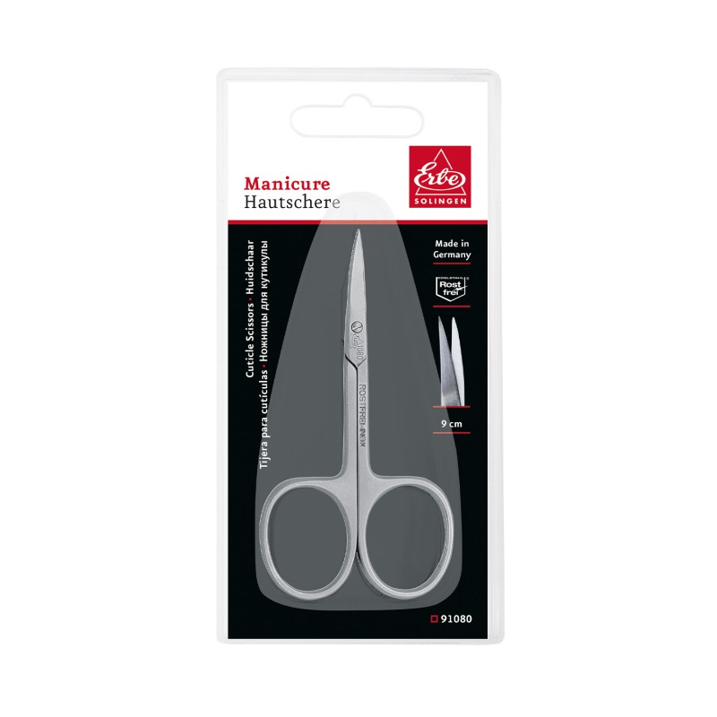 Erbe Solingen Cuticle Scissors Kullenblatt Pointed And Curved Cutting Edge  9 cm 3.5 in