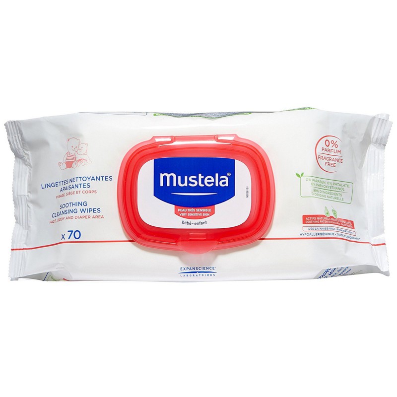 Mustela Bebe Cleansing Wipes - Lingettes nettoyantes pour bébés, 60 pcs